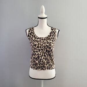 Chaus Sleeveless Silk Blend Cheetah Pullover Lightweight Sweater Size PM